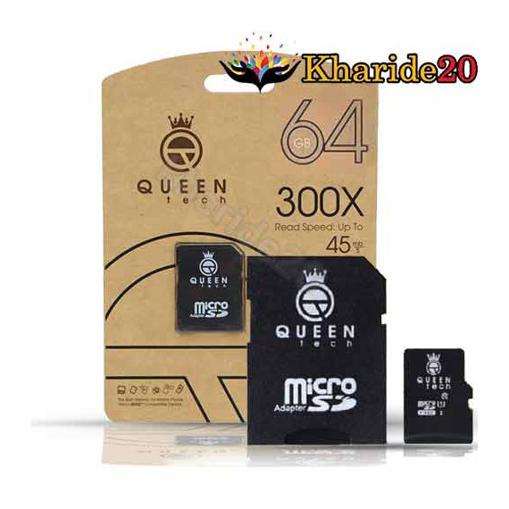 ارزانترین رم 64 گیگ موبایل میکرو QueenTech مدل 300x ظرفیت 64GB