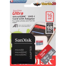 قیمت عمده کارت حافظه sandisk اورجینال ظرفیت 16GBسرعت بالای 98mb با خشاب | خرید 20