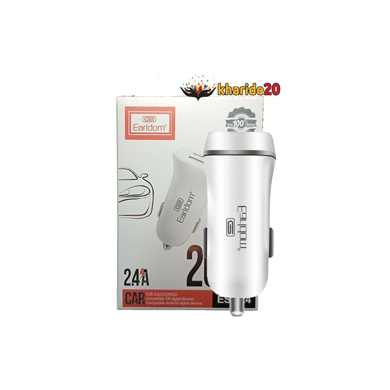 قیمت شارژر فندکی Earldom ES-124 دو پورت USB با شارژ سریع 2.4 آمپر