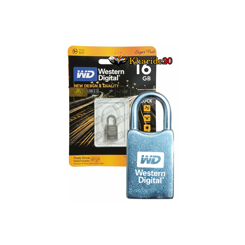 فلش مموری 16 گیگ WESTERN DIGITAL مدل LOCK SILVER (گارانتی مادام العمر)