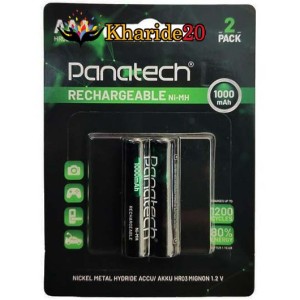 باتری نیم قلمی شارژی 1000mAh پاناتک مدل HR03AAA بسته بندی 2 عددی