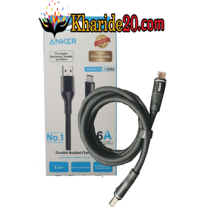 کابل اورجینال کنفی قطور تایپ سی ANKER مدل A3694