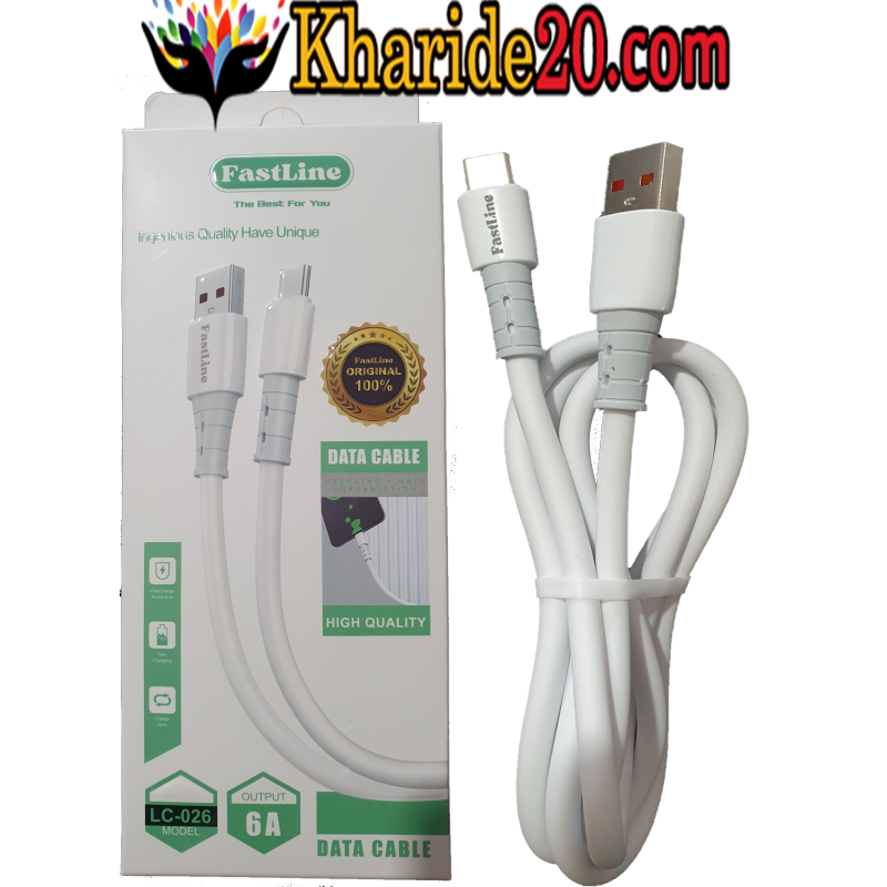 کابل شارژ Type C سیلیکونی Fastline  مدل LC-026 6A
